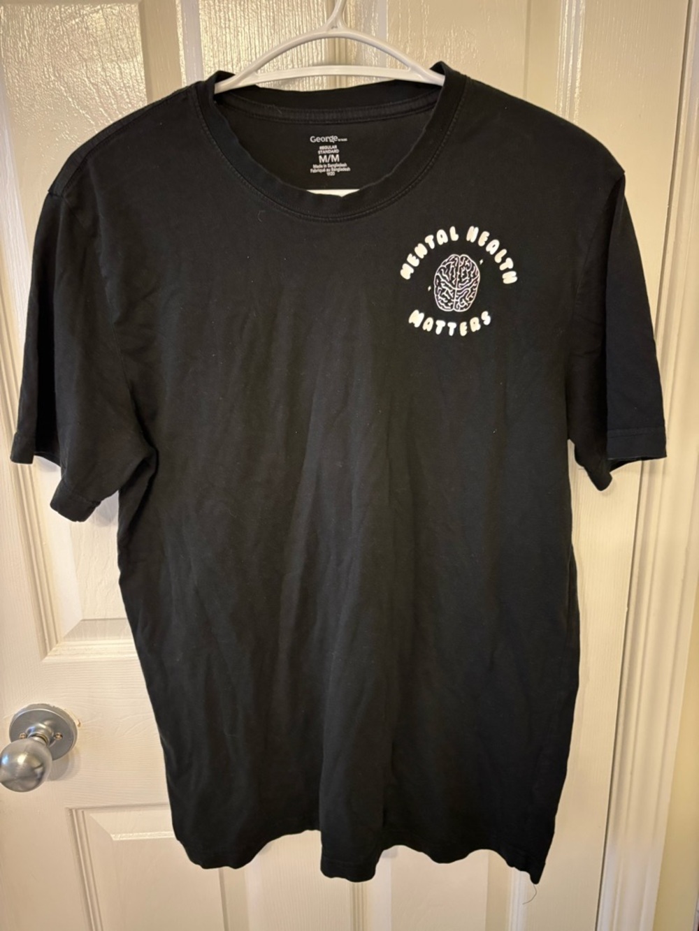 George Black Short-Sleeve Tee with 'Mental Health Matters' Graphic